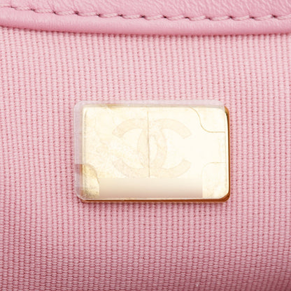 Chanel Pink Quilted  Lambskin Leather Small Lacquered Chain Flap Bag