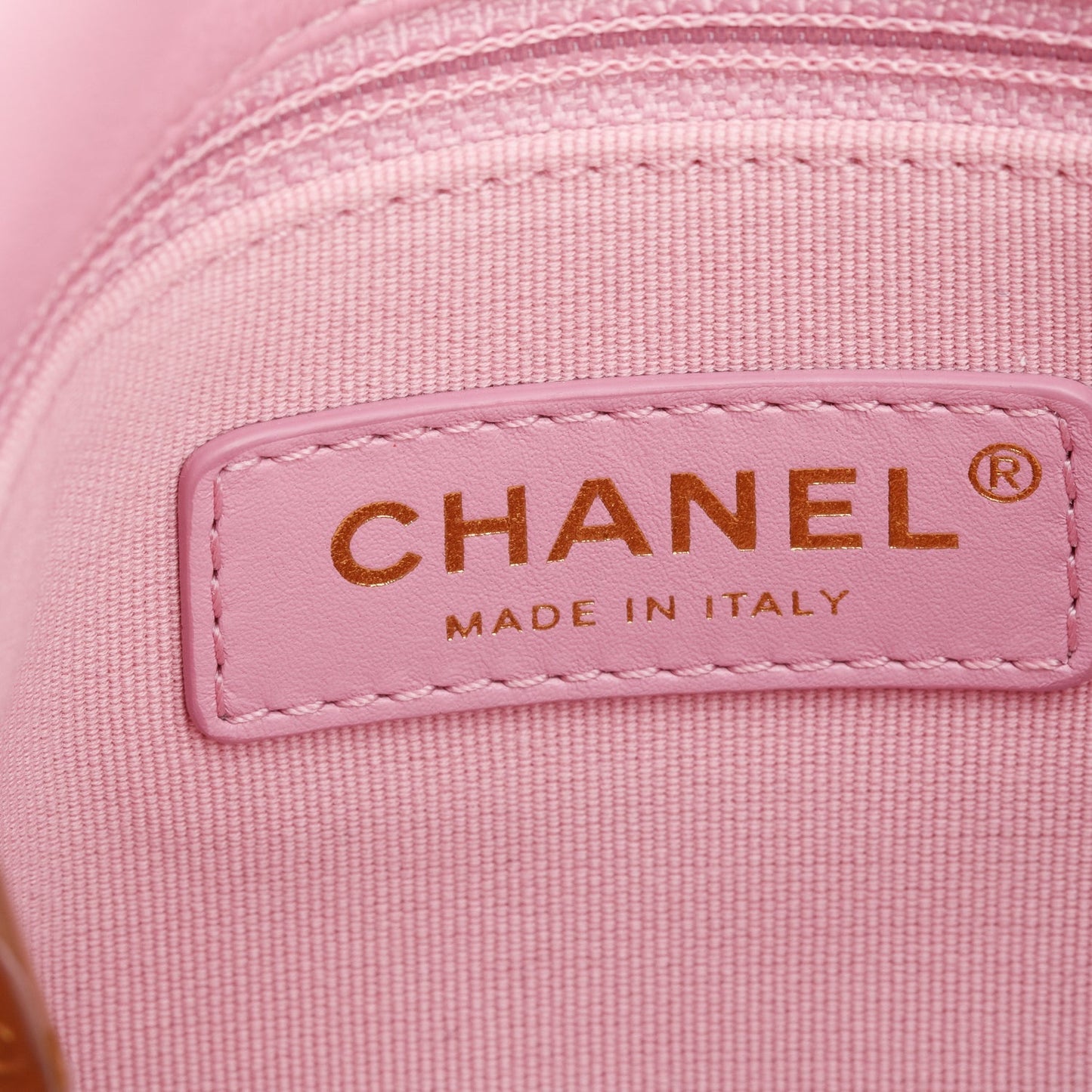 Chanel Pink Quilted  Lambskin Leather Small Lacquered Chain Flap Bag