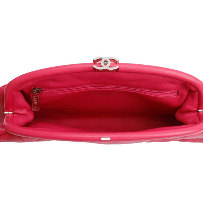 Chanel Pink Quilted Lambskin Leather Timeless Frame Clutch