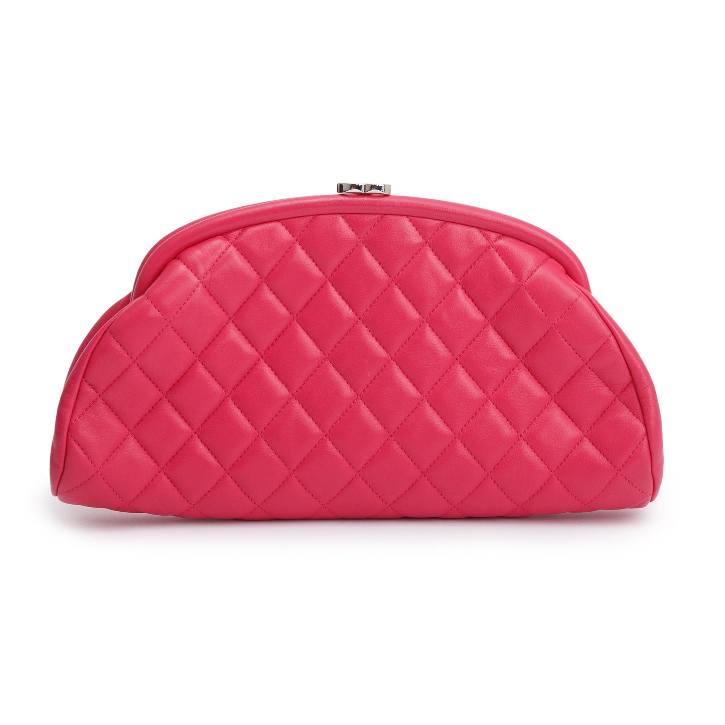 Chanel Pink Quilted Lambskin Leather Timeless Frame Clutch