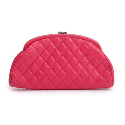 Chanel Pink Quilted Lambskin Leather Timeless Frame Clutch