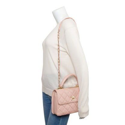 Chanel Pink Quilted Lambskin Trendy CC Small Top Handle Flap Bag