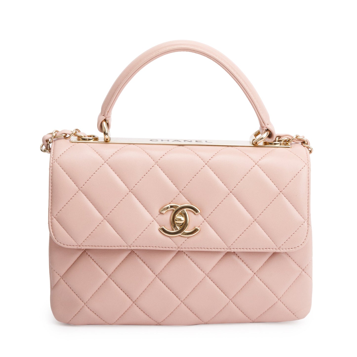 Chanel Pink Quilted Lambskin Trendy CC Small Top Handle Flap Bag