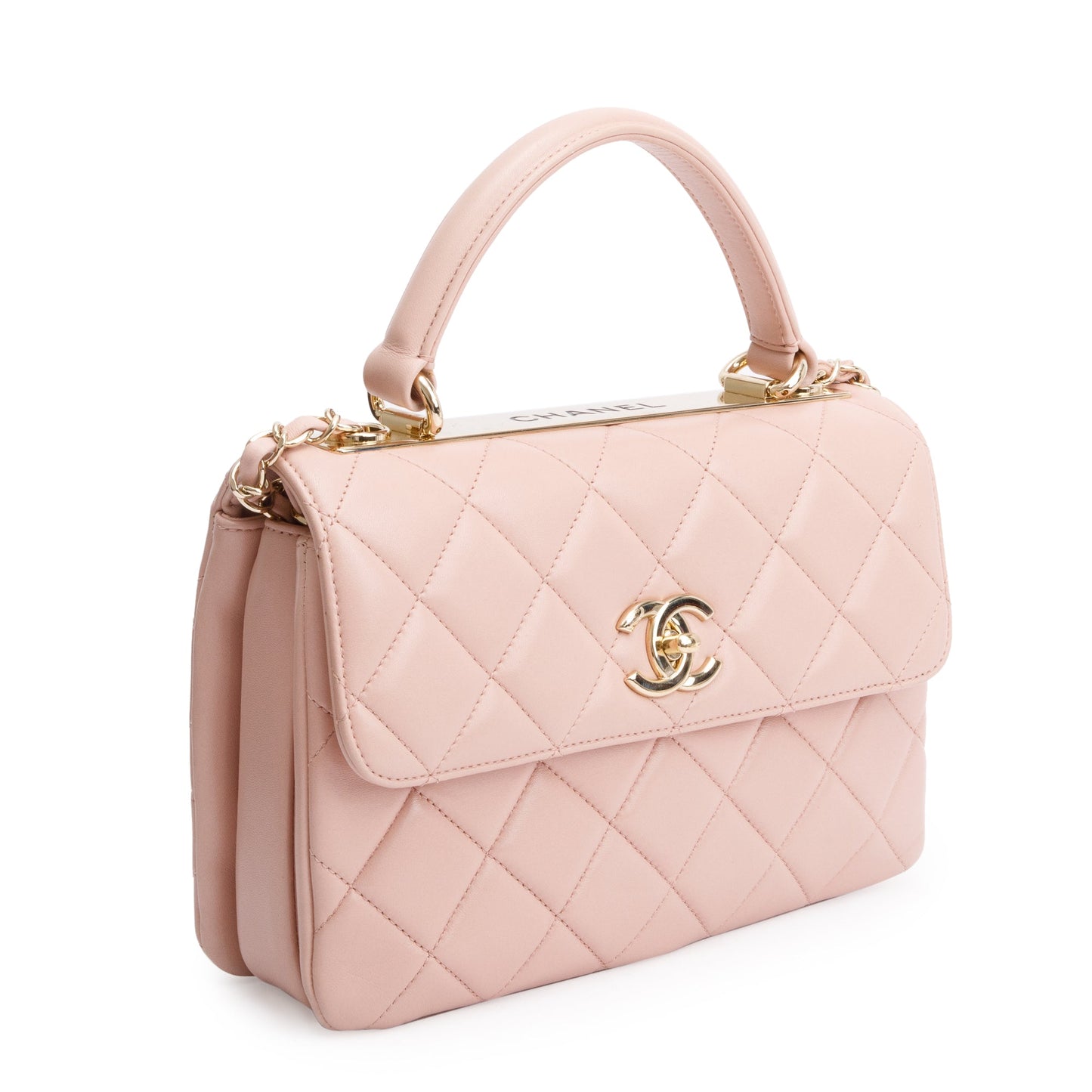 Chanel Pink Quilted Lambskin Trendy CC Small Top Handle Flap Bag
