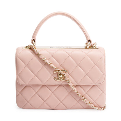Chanel Pink Quilted Lambskin Trendy CC Small Top Handle Flap Bag