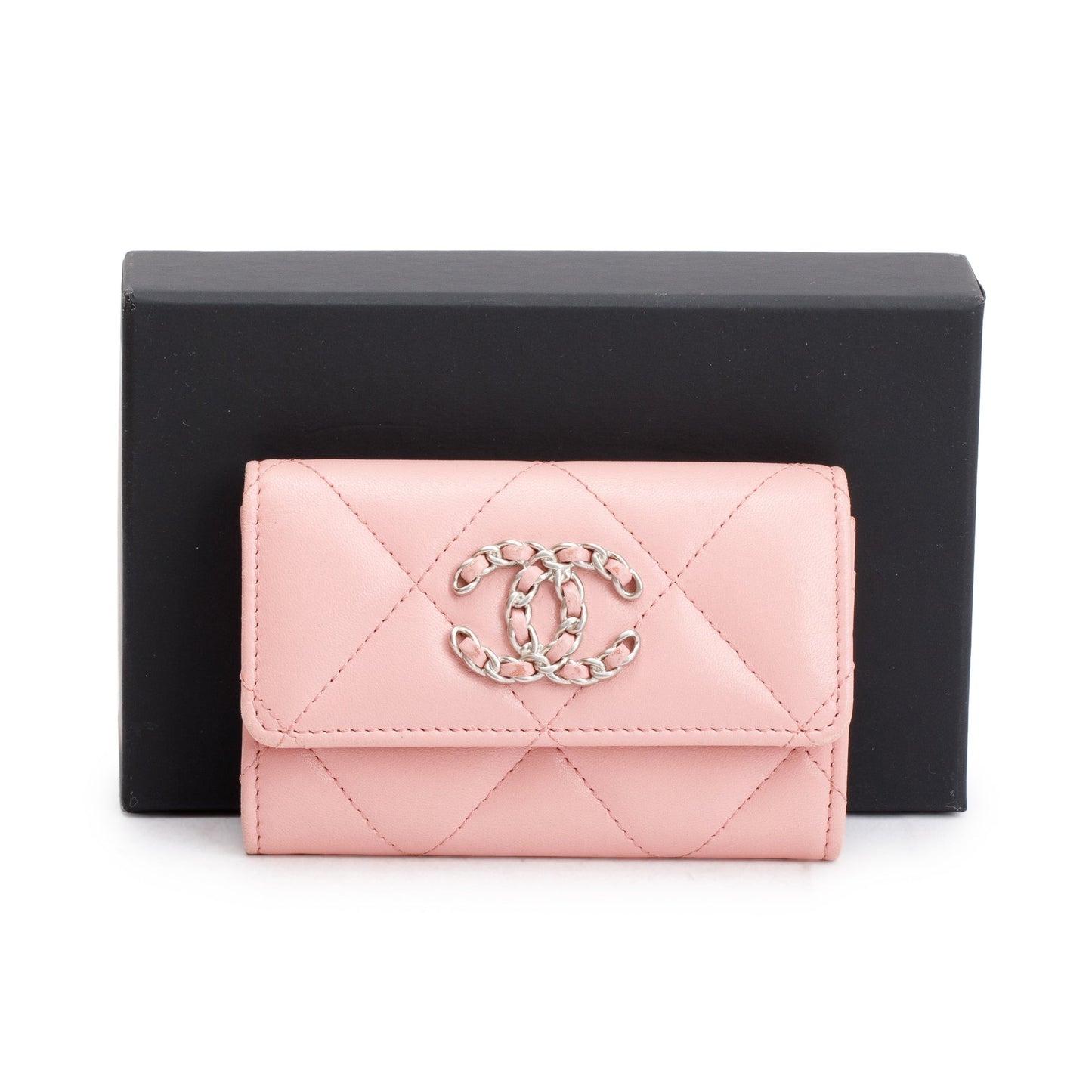 Chanel Pink Quilted Leather 19 Flap Card Holder