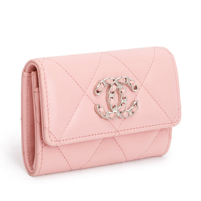 Chanel Pink Quilted Leather 19 Flap Card Holder