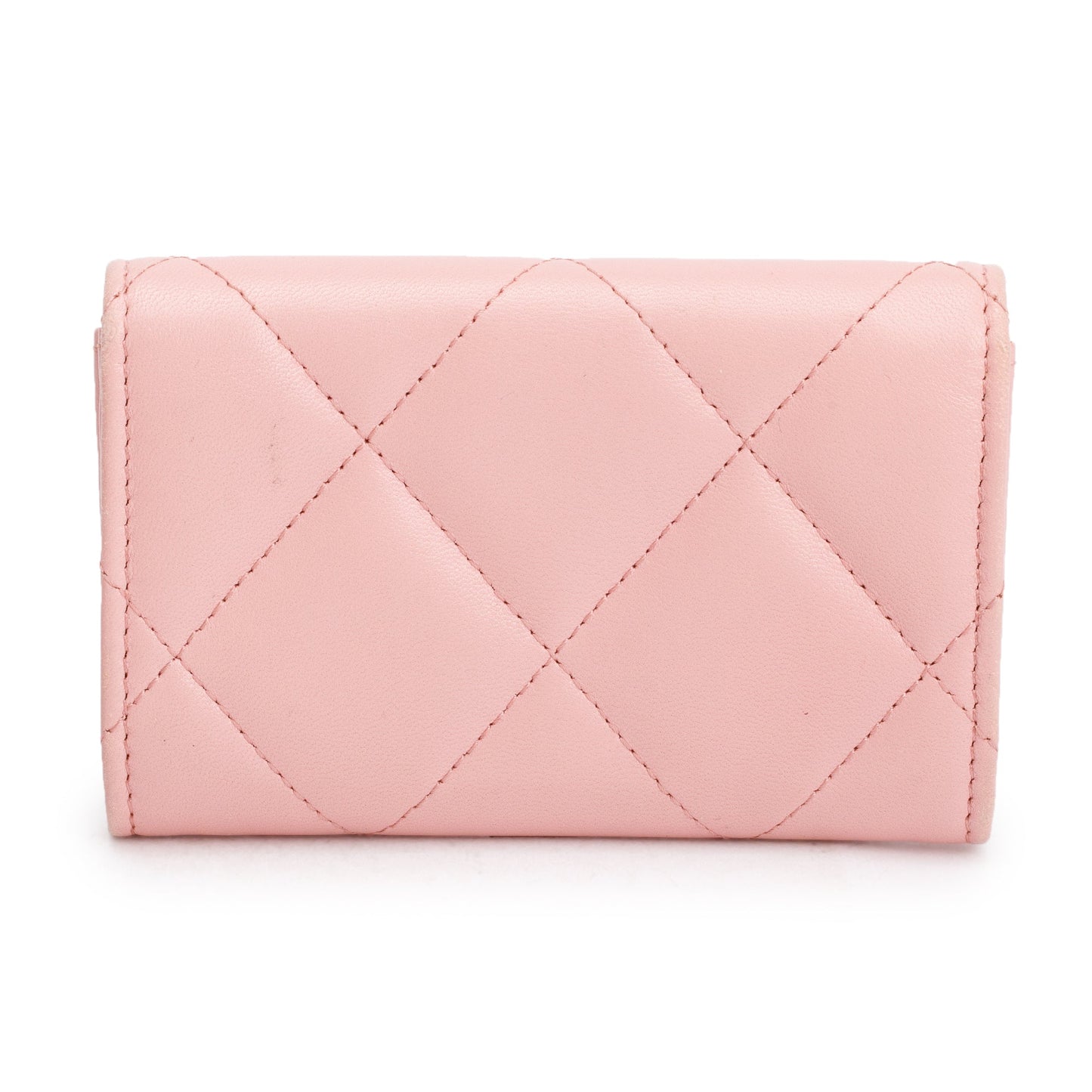Chanel Pink Quilted Leather 19 Flap Card Holder