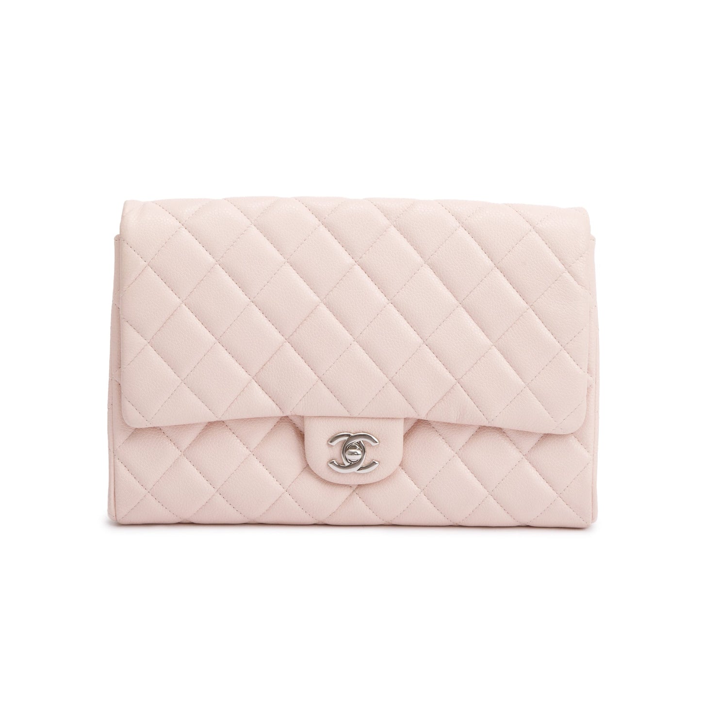 Chanel Pink Quilted Leather Clutch with Chain Flap