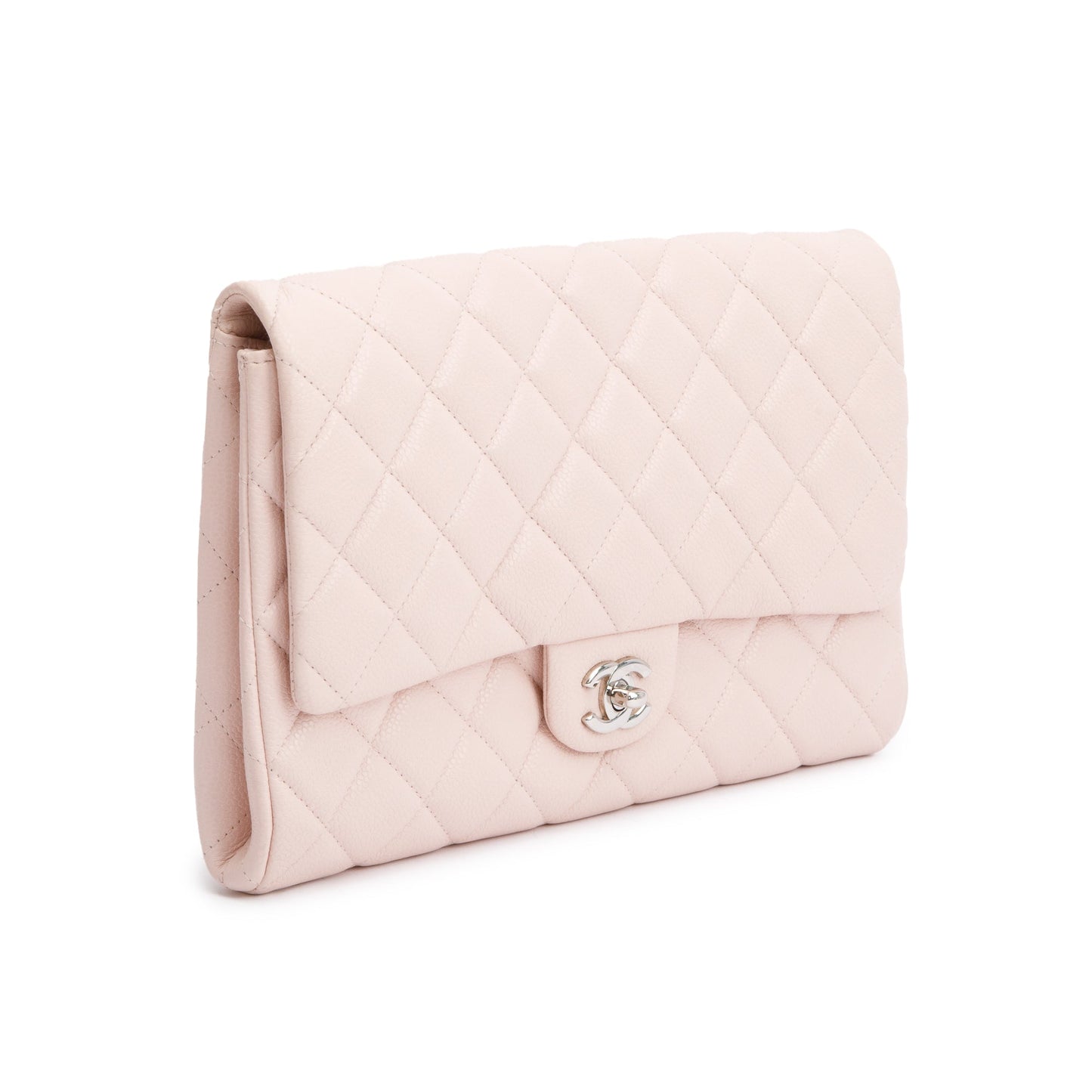 Chanel Pink Quilted Leather Clutch with Chain Flap