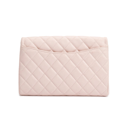 Chanel Pink Quilted Leather Clutch with Chain Flap