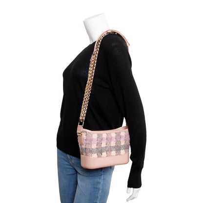 Chanel Pink Tweed Calfskin Leather Small Gabrielle Hobo
