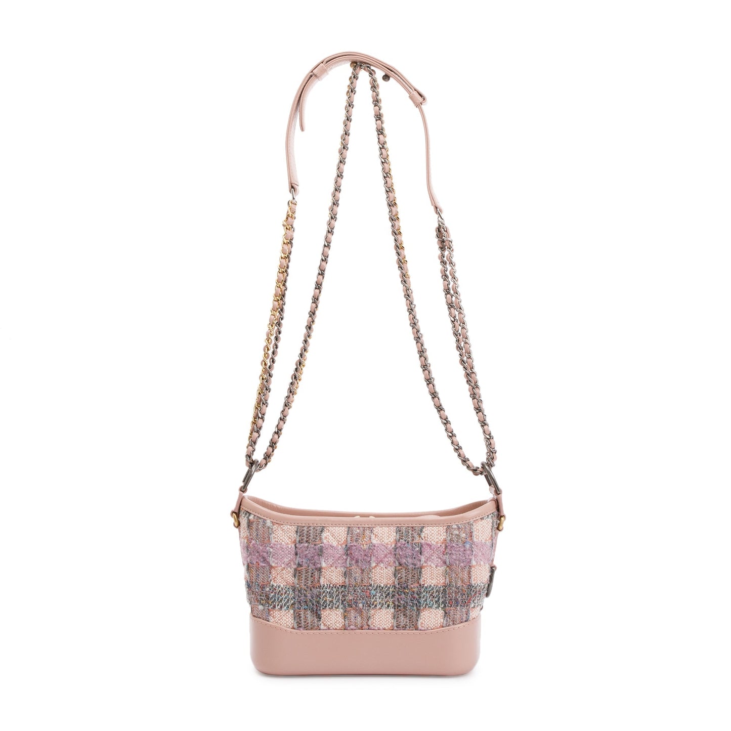 Chanel Pink Tweed Calfskin Leather Small Gabrielle Hobo