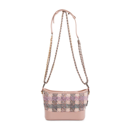 Chanel Pink Tweed Calfskin Leather Small Gabrielle Hobo