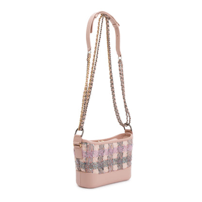 Chanel Pink Tweed Calfskin Leather Small Gabrielle Hobo