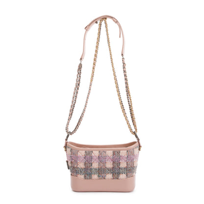 Chanel Pink Tweed Calfskin Leather Small Gabrielle Hobo