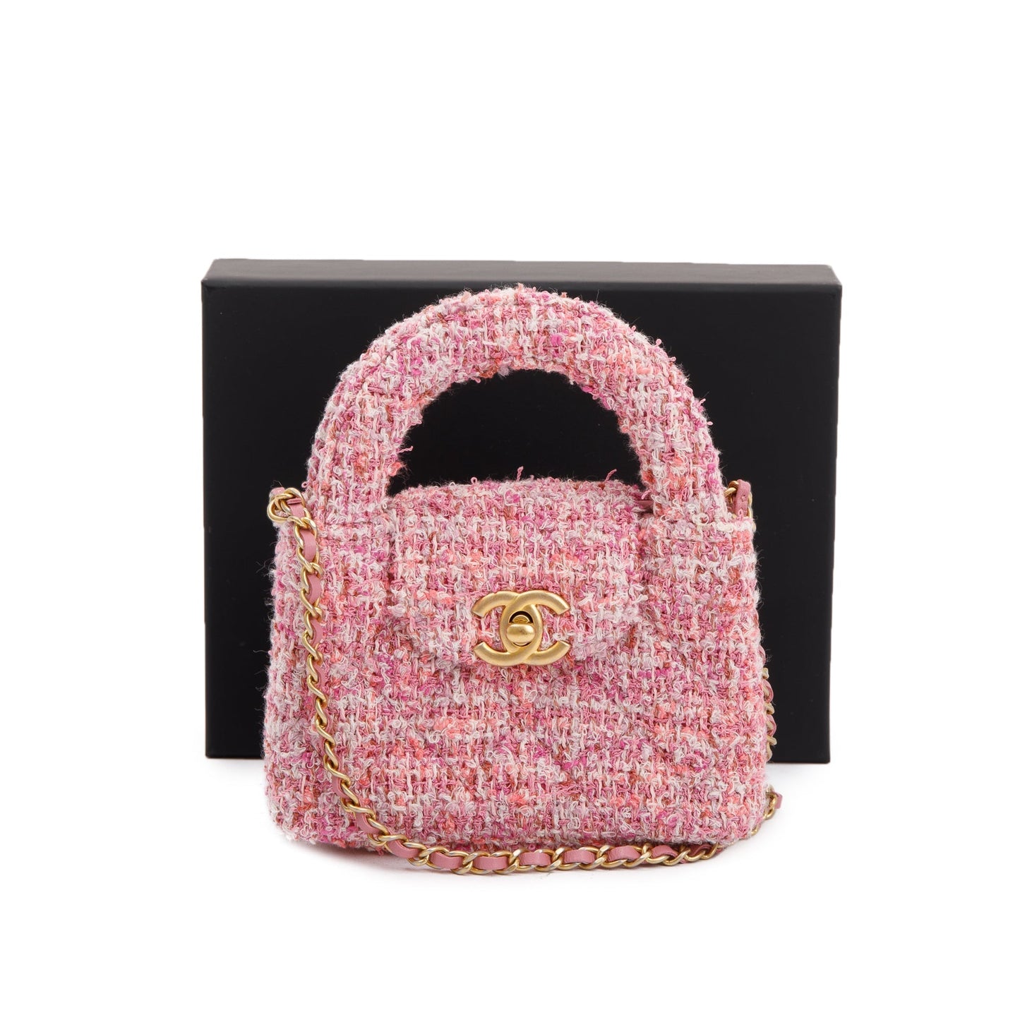Chanel Pink Tweed Nano Kelly Shopper