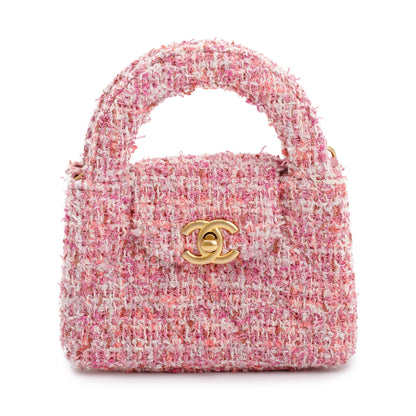 Chanel Pink Tweed Nano Kelly Shopper