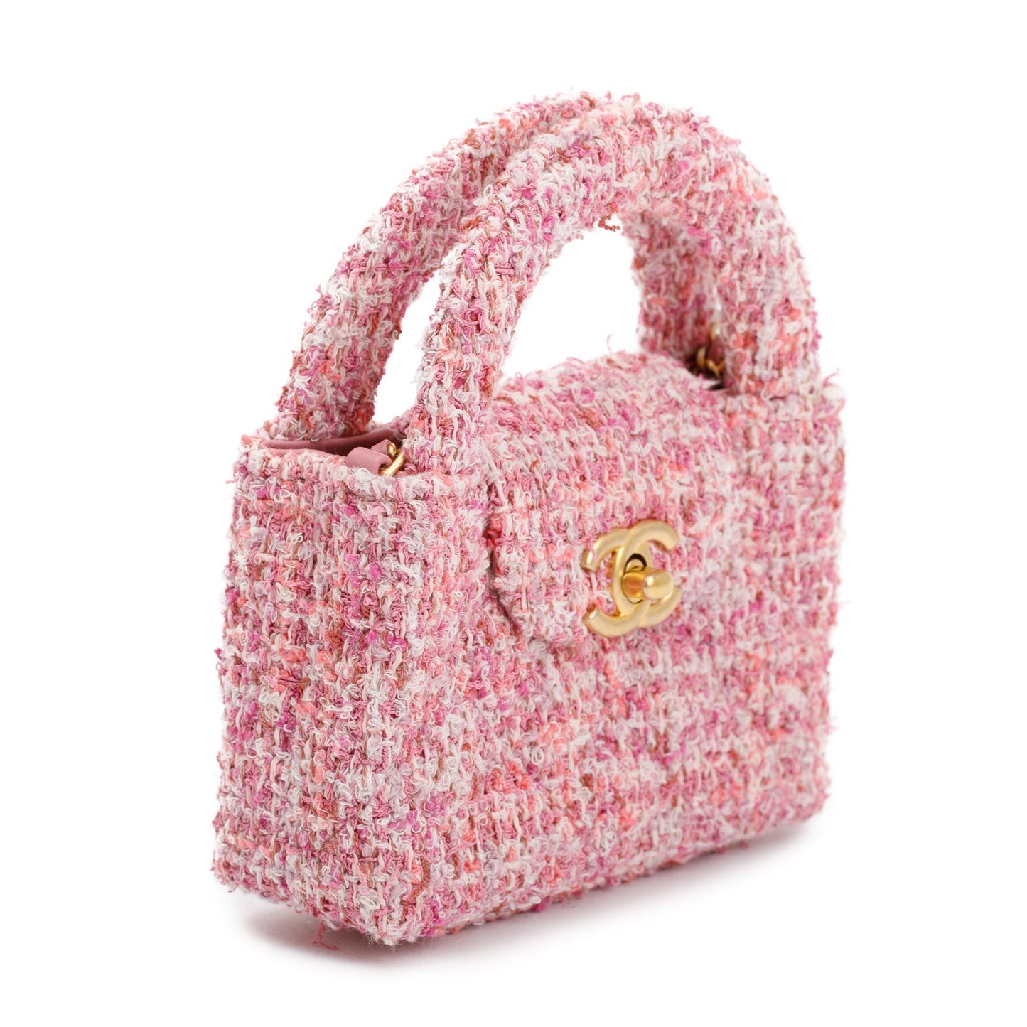Chanel Pink Tweed Nano Kelly Shopper