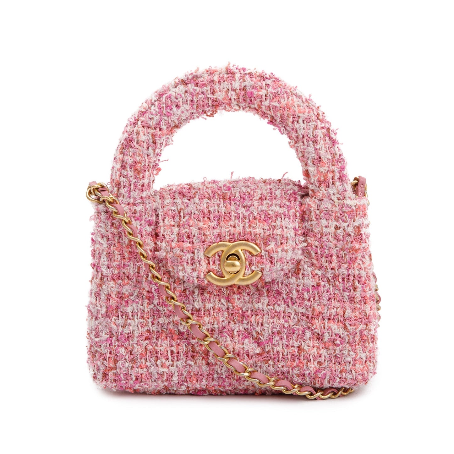 Chanel Pink Tweed Nano Kelly Shopper