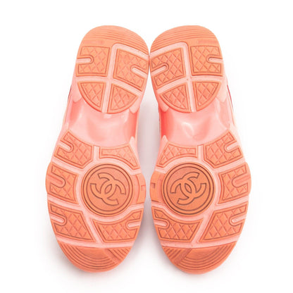 Chanel Pink/Red Suede CC Logo Sneakers, Size 38