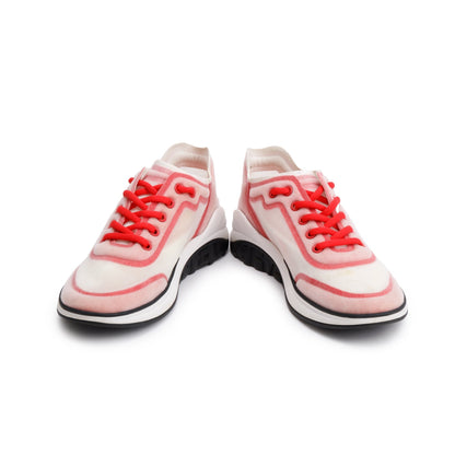 Chanel Pink/White Lycra Fabric CC Logo Sneakers, Size 39