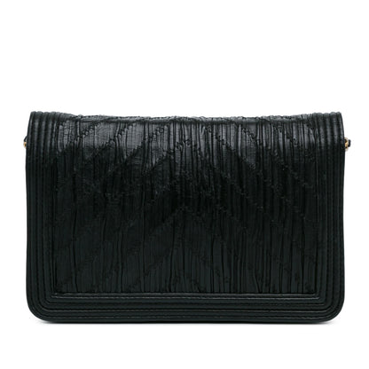 Chanel Pleated Crumpled Chevron Le Boy Wallet On Chain (SHG-QUHsjg)