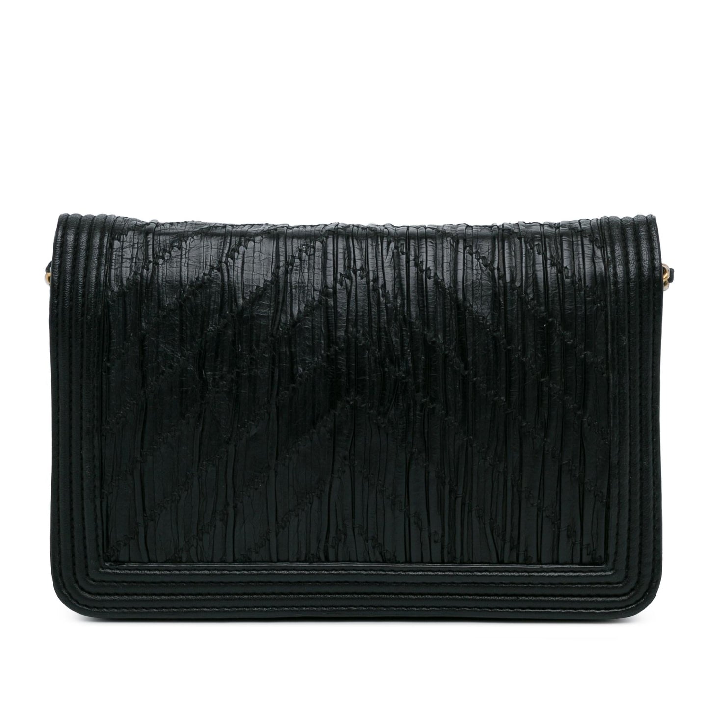 Chanel Pleated Crumpled Chevron Le Boy Wallet On Chain