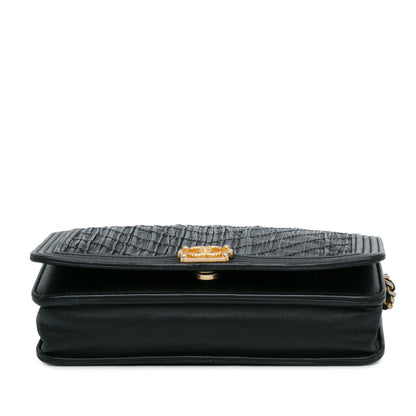 Chanel Pleated Crumpled Chevron Le Boy Wallet On Chain