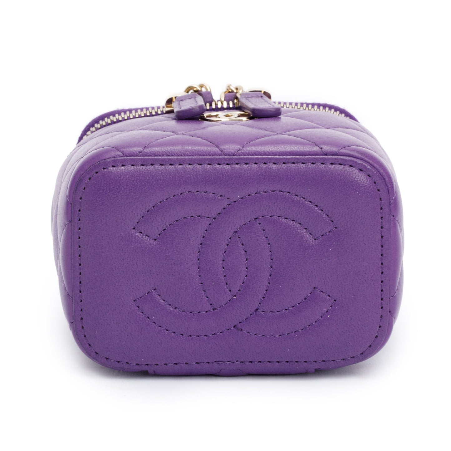 Chanel Purple Lambskin Leather Mini Top Handle Vanity Case
