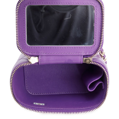 Chanel Purple Lambskin Leather Mini Top Handle Vanity Case