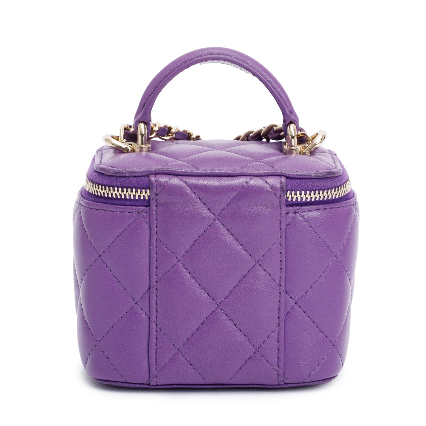 Chanel Purple Lambskin Leather Mini Top Handle Vanity Case