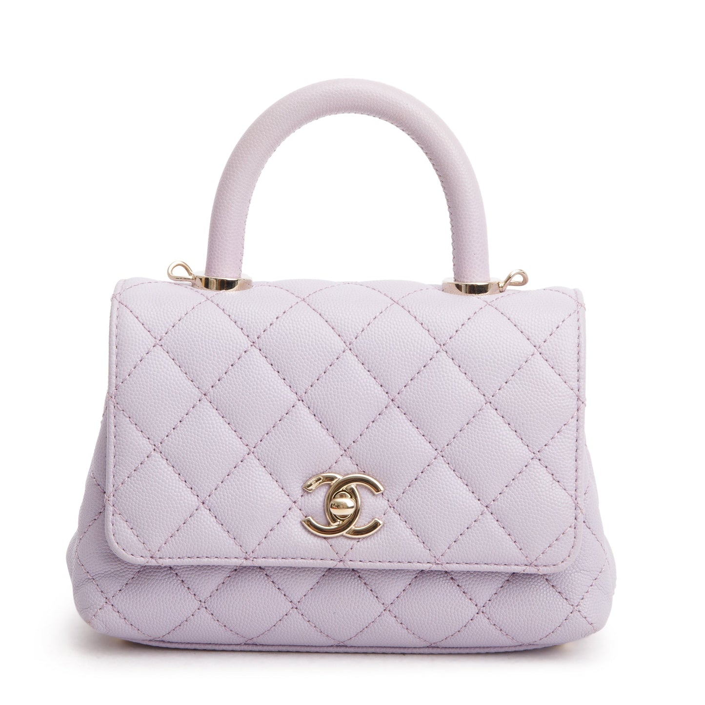 Chanel Purple Quilted Caviar Leather Mini Coco Top Handle Flap Bag