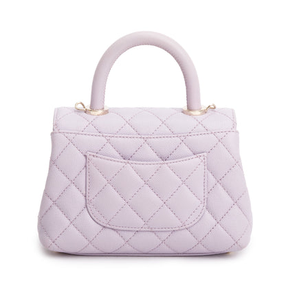 Chanel Purple Quilted Caviar Leather Mini Coco Top Handle Flap Bag