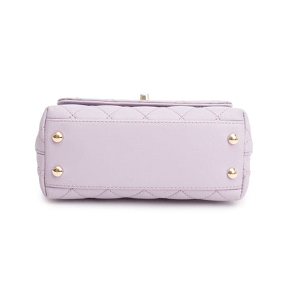 Chanel Purple Quilted Caviar Leather Mini Coco Top Handle Flap Bag