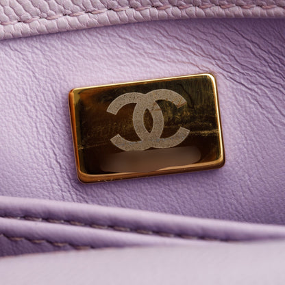 Chanel Purple Quilted Caviar Leather Mini Coco Top Handle Flap Bag