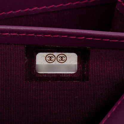 Chanel Purple Quilted Patent Leather Boy Long Flap Wallet