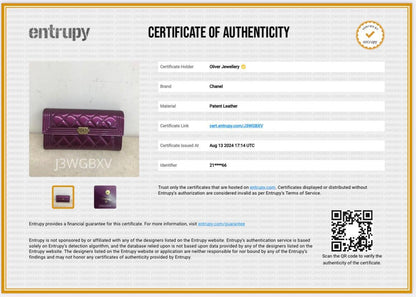 Chanel Purple Quilted Patent Leather Boy Long Flap Wallet
