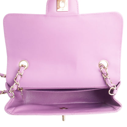 Chanel Purple Quilted Patent Leather Classic Mini Rectangular Flap Bag
