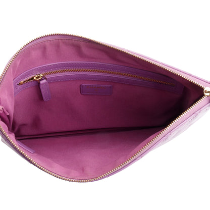 Chanel Purple Quilted Patent Leather Medium O-Case Clutch