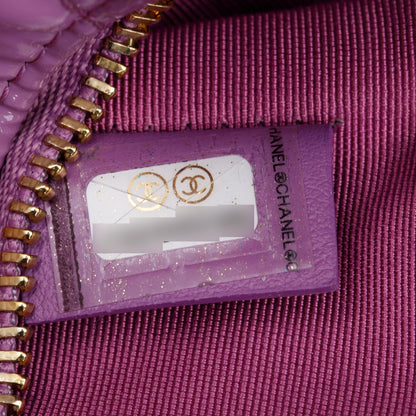 Chanel Purple Quilted Patent Leather Medium O-Case Clutch