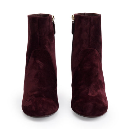 Chanel Purple Suede Interlocking CC Logo Chain Ankle Boots, Size 40