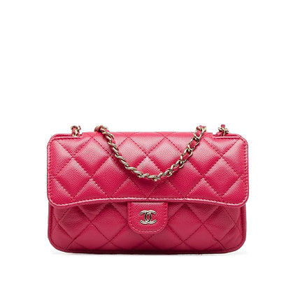 Chanel Quilted Caviar Foldable Printed Fabric Tote with Chain (SHG-p7IUF8)