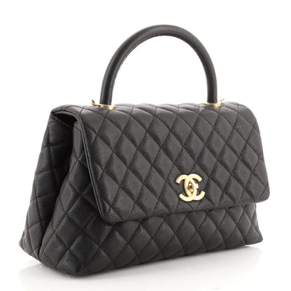 CHANEL CAVIAR QUILTED MEDIUM COCO TOP HANDLE FLAP BAG-HS