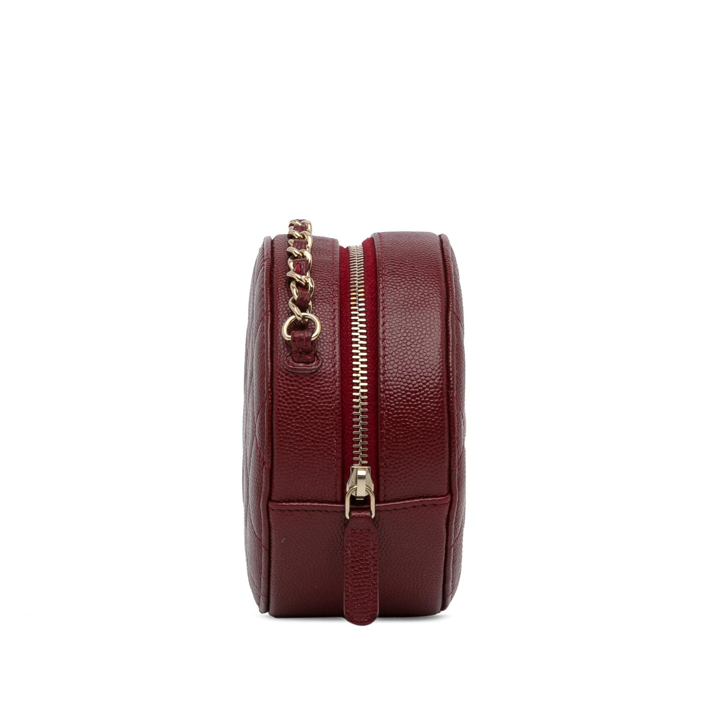 Chanel Quilted Caviar Round Clutch With Chain (SHG-oNHYrK)