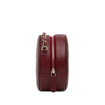 Chanel Quilted Caviar Round Clutch With Chain (SHG-oNHYrK)