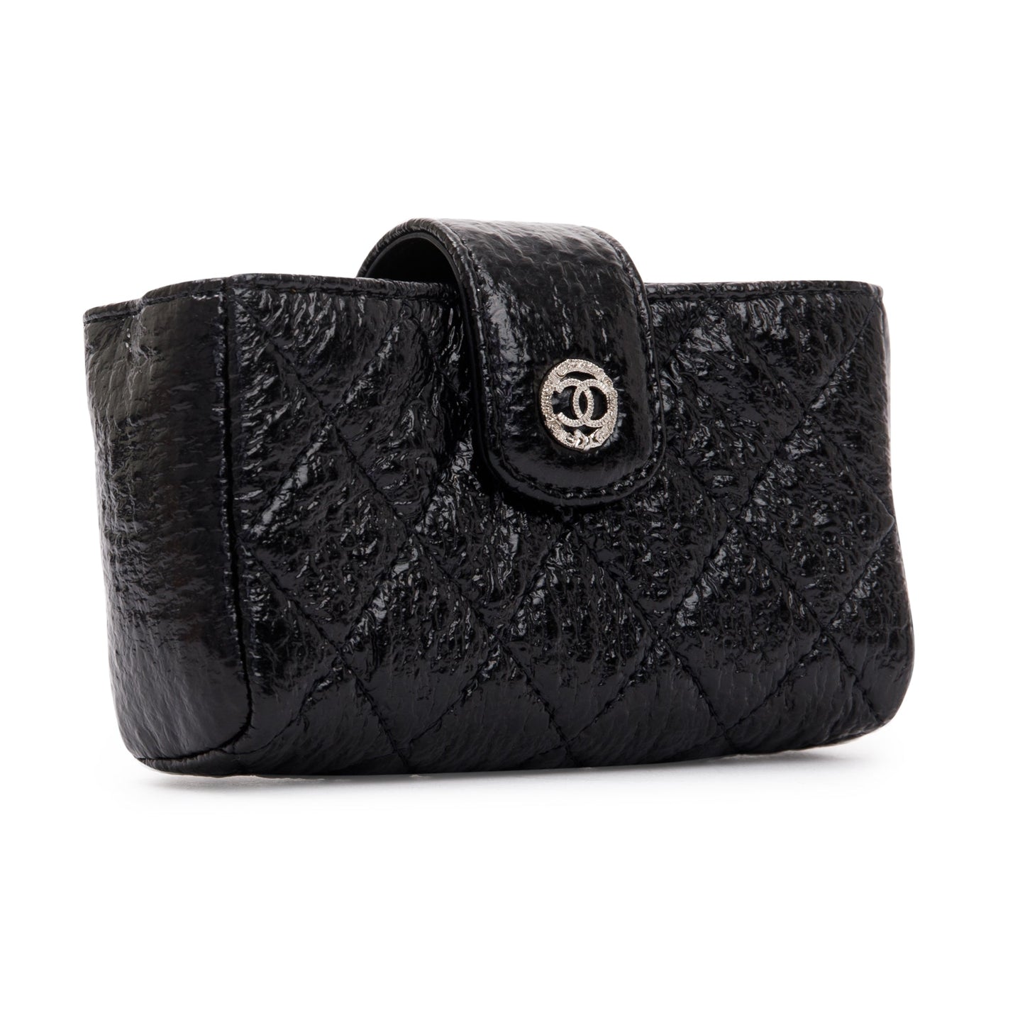 Chanel Quilted Crinkled Leather Phone Holder Clutch