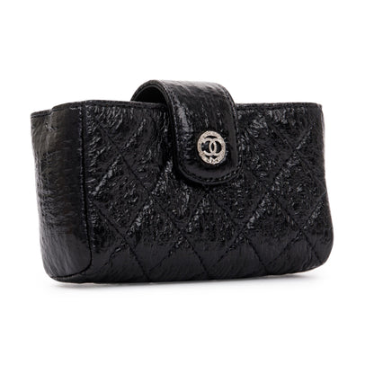 Chanel Quilted Crinkled Leather Phone Holder Clutch
