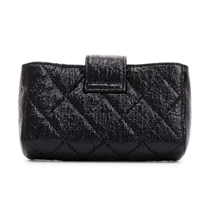 Chanel Quilted Crinkled Leather Phone Holder Clutch