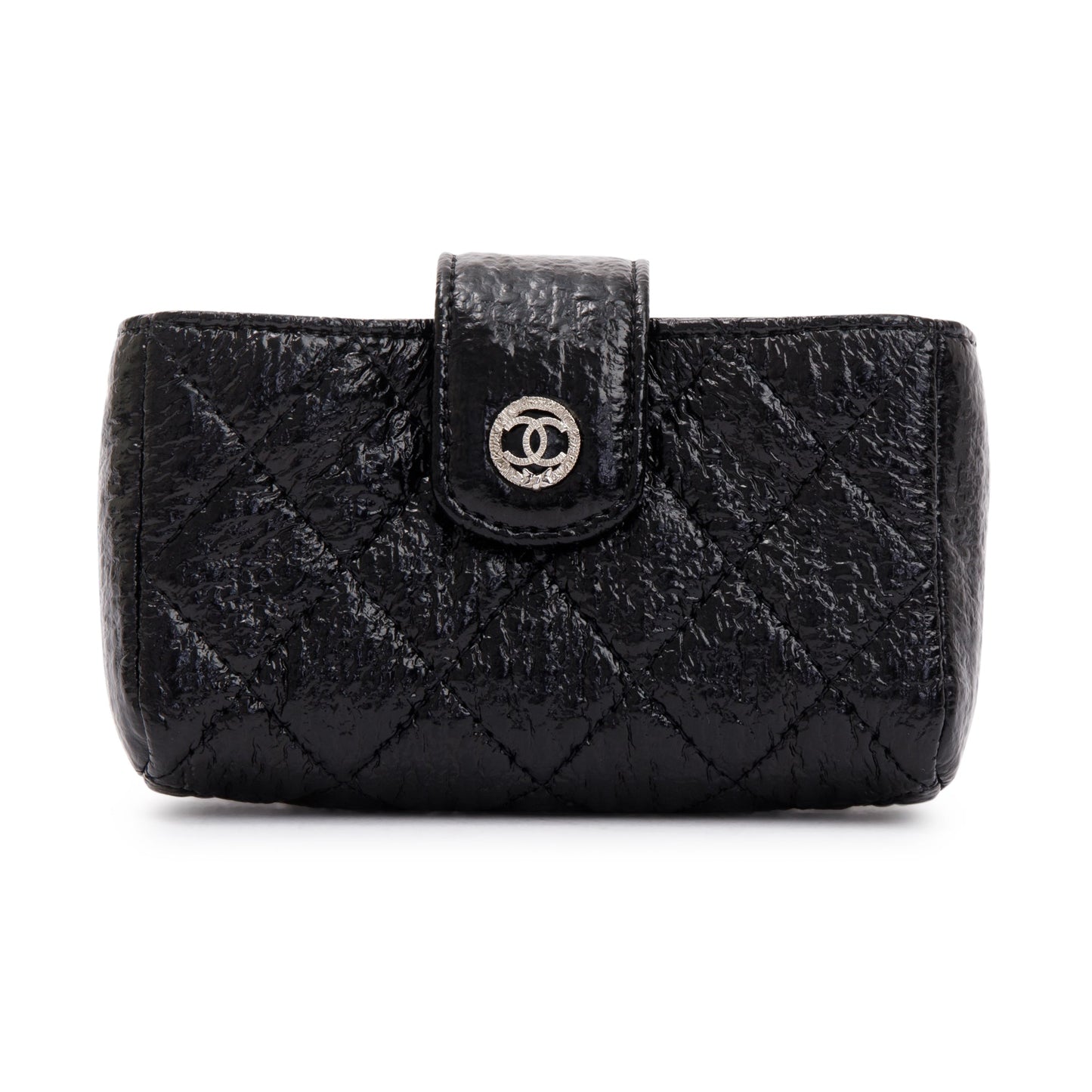 Chanel Quilted Crinkled Leather Phone Holder Clutch